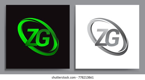 letter ZG logotype design for company name colored Green swoosh and grey. vector set logo design for business and company identity.
