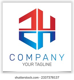 letter ZH initial hexagon logo icon premium elegant template vector eps 10