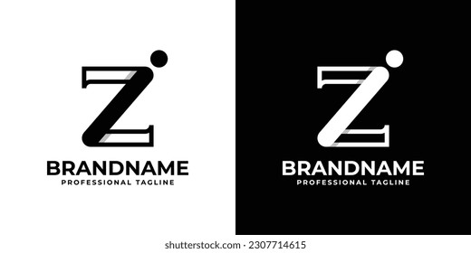 Letter ZI or IZ Monogram Logo, suitable for any business with ZI or IZ initials.