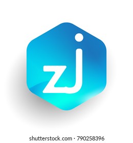 Letter ZJ logo in hexagon shape and colorful background, letter combination logo design for business and company identity.
