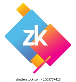 Letter ZK logo with colorful geometric shape, letter combination logo design for creative industry, web, business and company.