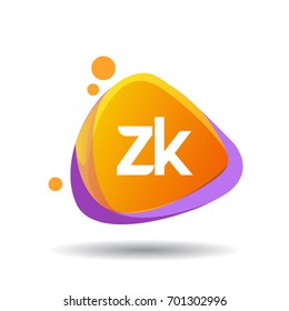 Letter ZK logo in triangle splash and colorful background.