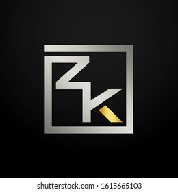 Letter ZK modern logo icon monogram design. Outstanding professional elegant trendy based alphabet. Vector graphic template element in silver and gold color. Can be used for luxury company branding.