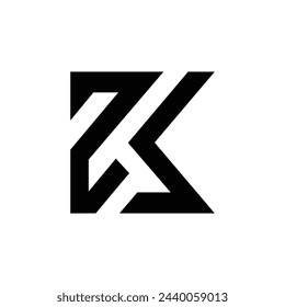 Letter ZK with modern shape initial monogram alphabet logo concept