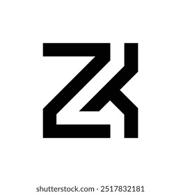 Letter Zk rectangle shape modern unique typography logo idea