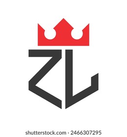 Letter ZL Crown Logo. Crown on Letter ZL Logo Design Template