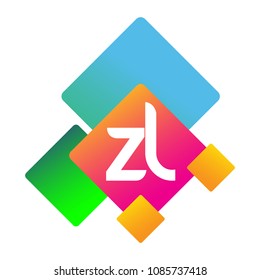 Letter ZL logo with colorful geometric shape, letter combination logo design for creative industry, web, business and company.
