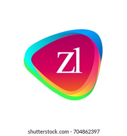 Letter ZL logo in triangle shape and colorful background, letter combination logo design for company identity.