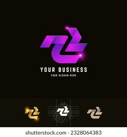 Letter ZL or ZZ monogram logo with grid method design
