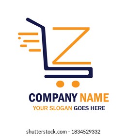 Letter Z/LZ Shopping Cart Logo Design. Online Shop Logo. App Shopping Logo