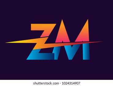Letter ZM logo with Lightning icon, letter combination Power Energy Logo design for Creative Power ideas, web, business and company.