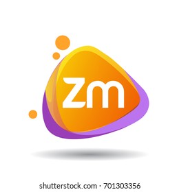 Letter ZM logo in triangle splash and colorful background.