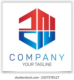 letter ZN initial hexagon logo icon premium elegant template vector eps 10
