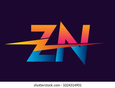 Letter ZN logo with Lightning icon, letter combination Power Energy Logo design for Creative Power ideas, web, business and company.