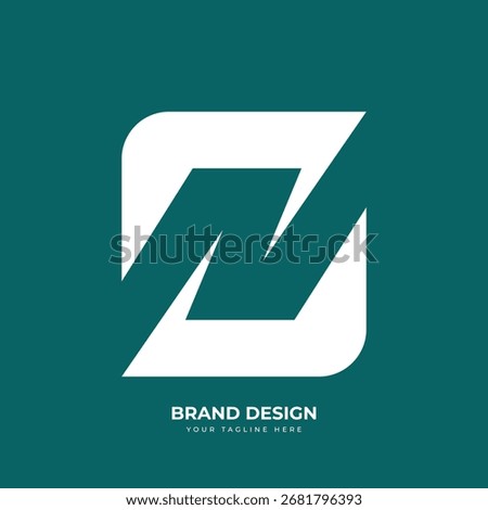 Letter Zn or Nz negative space abstract monogram logo, minimal unique design for corporate branding.
