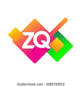 Letter ZQ logo with colorful geometric shape, letter combination logo design for creative industry, web, business and company.