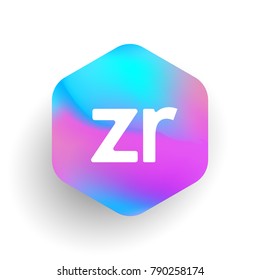 Letter ZR logo in hexagon shape and colorful background, letter combination logo design for business and company identity.
