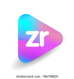 Letter ZR logo in triangle shape and colorful background, letter combination logo design for business and company identity.
