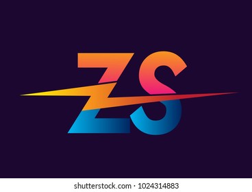 Letter ZS logo with Lightning icon, letter combination Power Energy Logo design for Creative Power ideas, web, business and company.