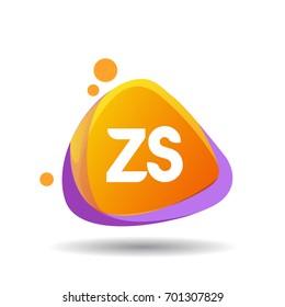 Letter ZS logo in triangle splash and colorful background.
