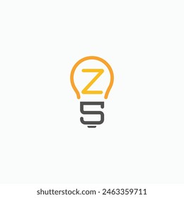 Letra ZS SZ icono de forma de bombilla de líneas simples diseño de logotipo. Ilustración vectorial