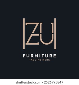 Letter ZU Logo Design. Luxus ZU Furniture Logo für Innendekoration und Innendekoration