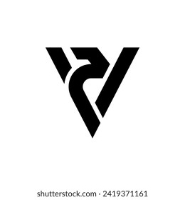 Letter Zv modern unique shapes alphabet creative typography monogram flat logo