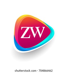 Letter ZW logo in triangle shape and colorful background, letter combination logo design for company identity.