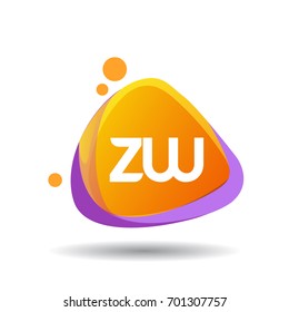 Letter ZW logo in triangle splash and colorful background.

