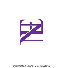 letter zw simple geometric linked logo vector 