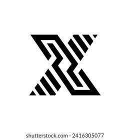 Letter Zx line art initial monogram modern unique shape abstract logo