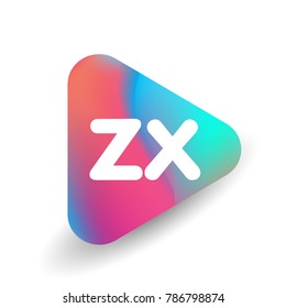 Letter ZX logo in triangle shape and colorful background, letter combination logo design for business and company identity.

