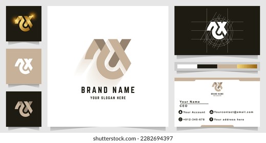 Letter ZX or NX monogram logo with business card design