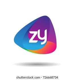 Letter ZY logo with colorful splash background, letter combination logo design for creative industry, web, business and company.