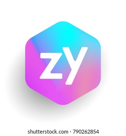 Letter ZY logo in hexagon shape and colorful background, letter combination logo design for business and company identity.
