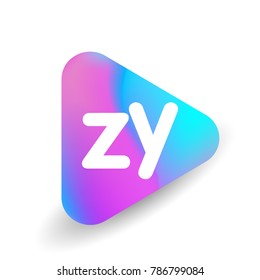 Letter ZY logo in triangle shape and colorful background, letter combination logo design for business and company identity.

