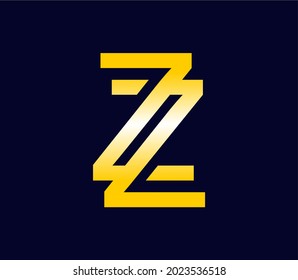 Letter ZZ golden luxury logo design template