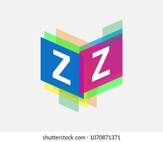 Letter ZZ logo with colorful geometric shape, letter combination logo design for creative industry, web, business and company.