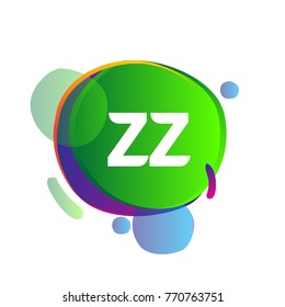 Letter ZZ logo with colorful splash background, letter combination logo design for creative industry, web, business and company.

