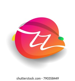 Letter ZZ logo with colorful splash background, letter combination logo design for creative industry, web, business and company.