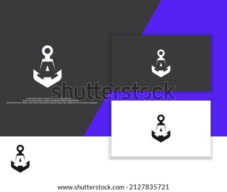 letterA combine with anchor logo design