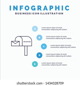 Letterbox, Email, Mailbox, Box Line icon with 5 steps presentation infographics Background