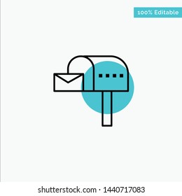 Letterbox, Email, Mailbox, Box turquoise highlight circle point Vector icon