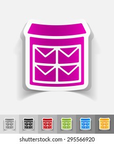 letter-box paper sticker with shadow. Vector illustration