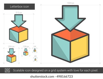 Letterbox vector line icon isolated on white background. Letterbox line icon for infographic, website or app. Scalable icon designed on a grid system.