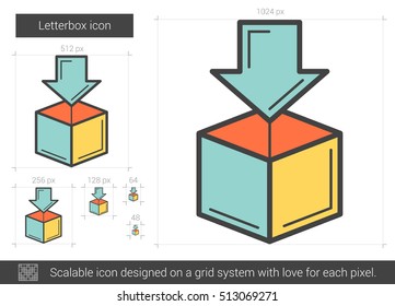 Ícone de linha de vetor Letterbox isolado no plano de fundo branco. Ícone de linha de letterbox para infográfico, site ou aplicativo. Ícone escalável projetado em um sistema de grade.