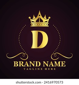 LetterD golden crown logo vector illustration.