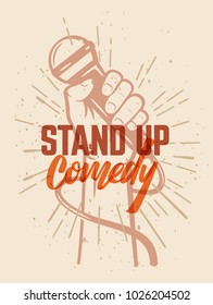 Lettered Text Stand Up Comedy. Vector Illustration