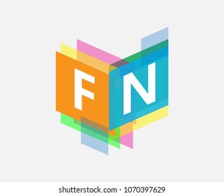 LetterFN logo with colorful geometric shape, letter combination logo design for creative industry, web, business and company.