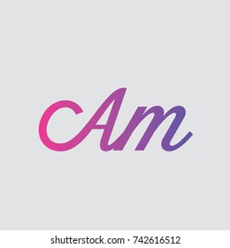 letterhand AM logo design grey background
